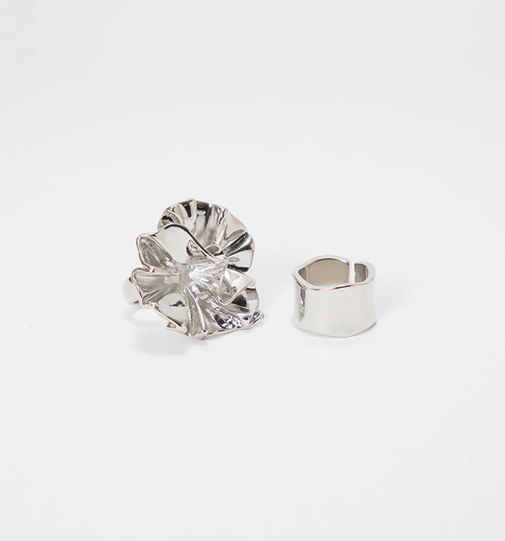 Anillo maxi flor y argolla set x2 - imagen 1