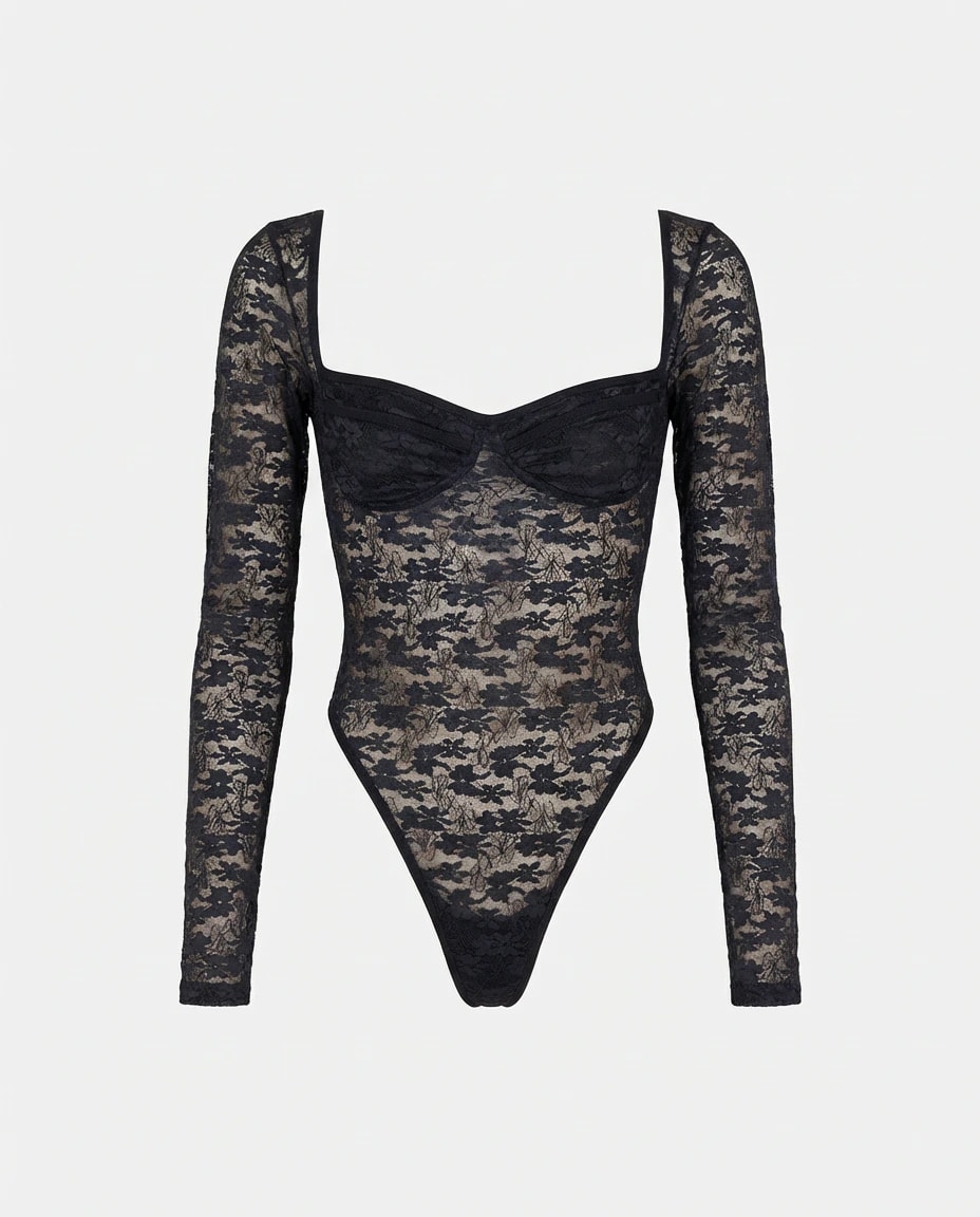 LACE BLACK BODYSUIT - imagen 1
