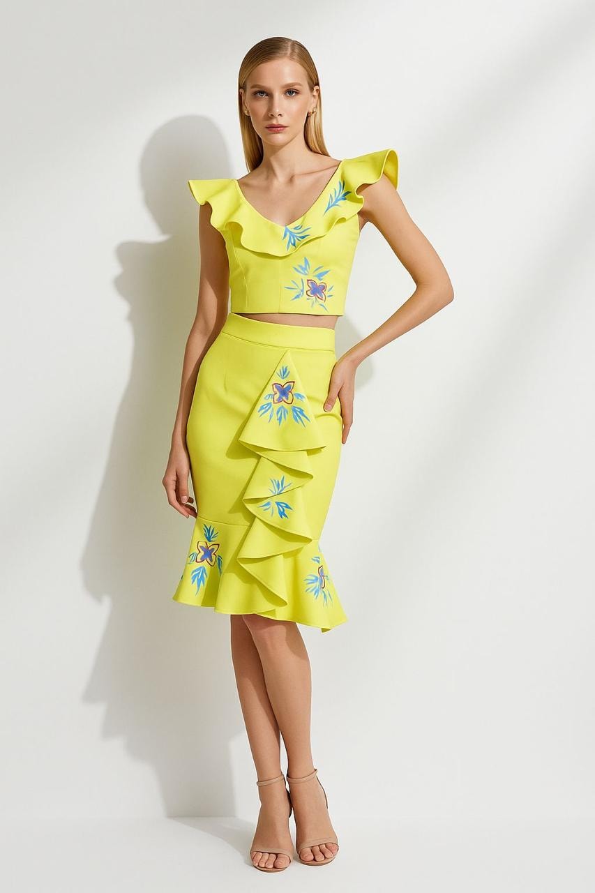 Falda Checa Catar Amarillo - imagen 1