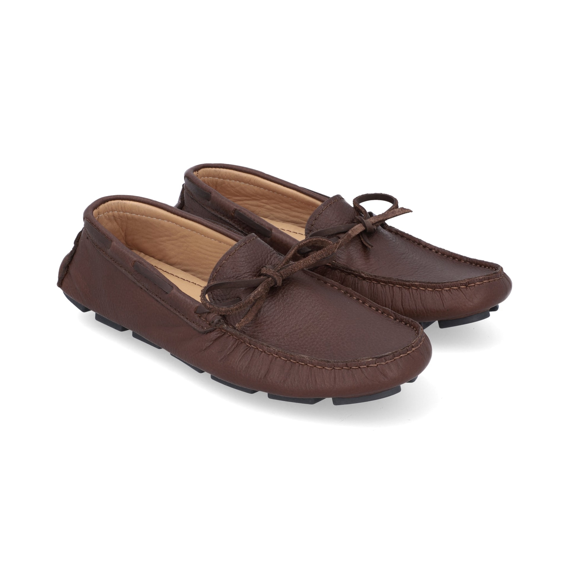 Mocasines Hombre Amarrar Cuero grabado Cognac - imagen 1