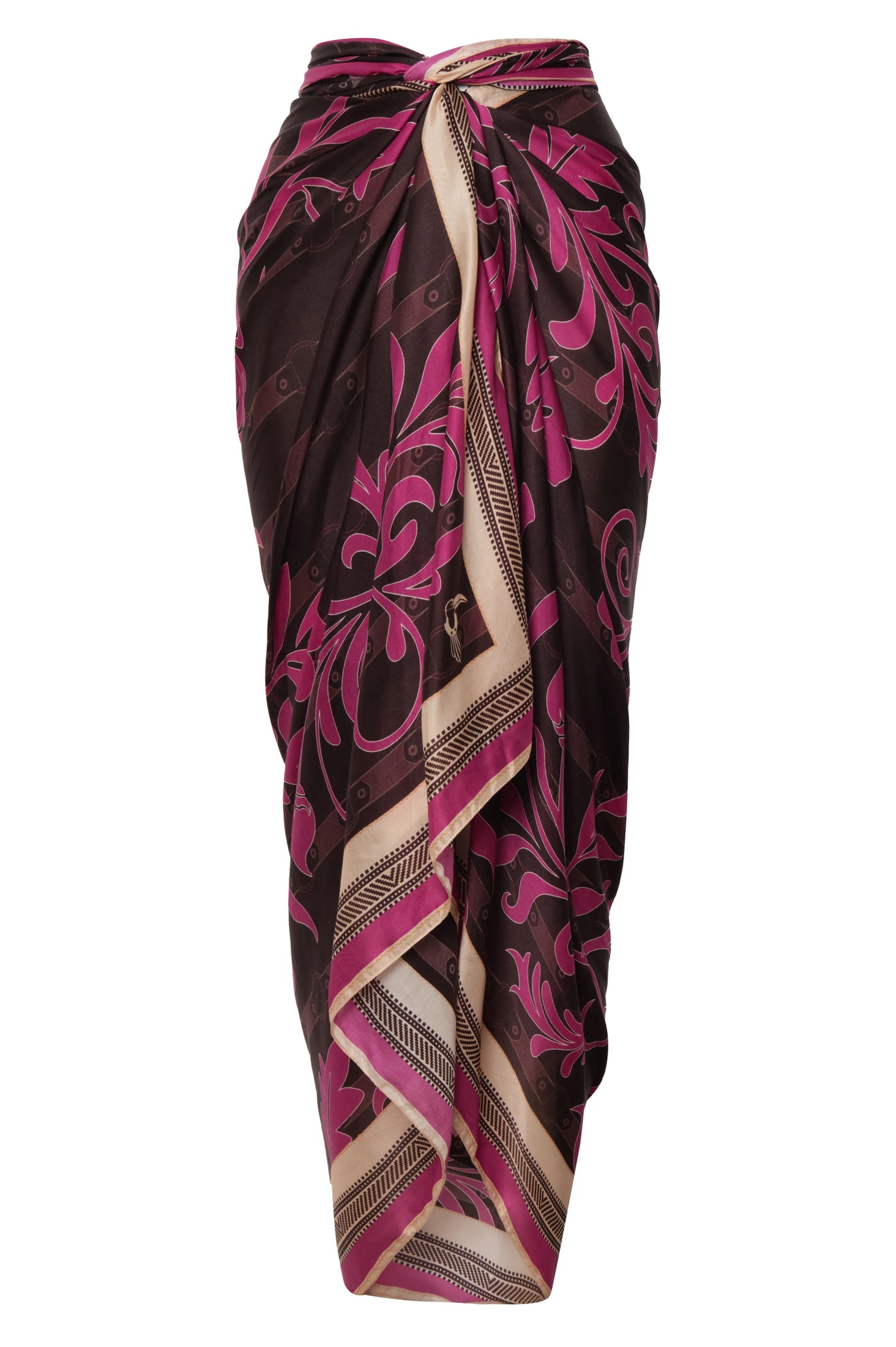 De La Falaise Cotton Silk Sarong / Fuchsia Flowers - imagen 1