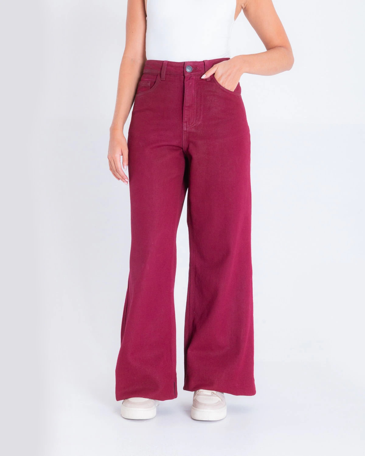 Pantalon recto vinotinto para mujer - imagen 1