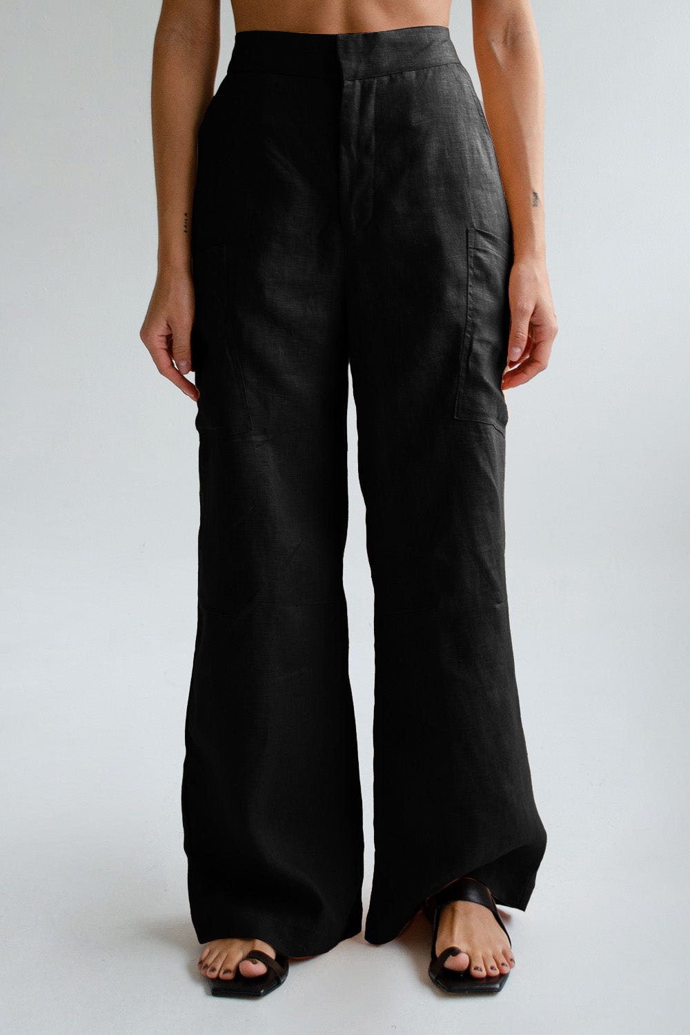 Pantalón Carpenter de Lino - Negro - imagen 1