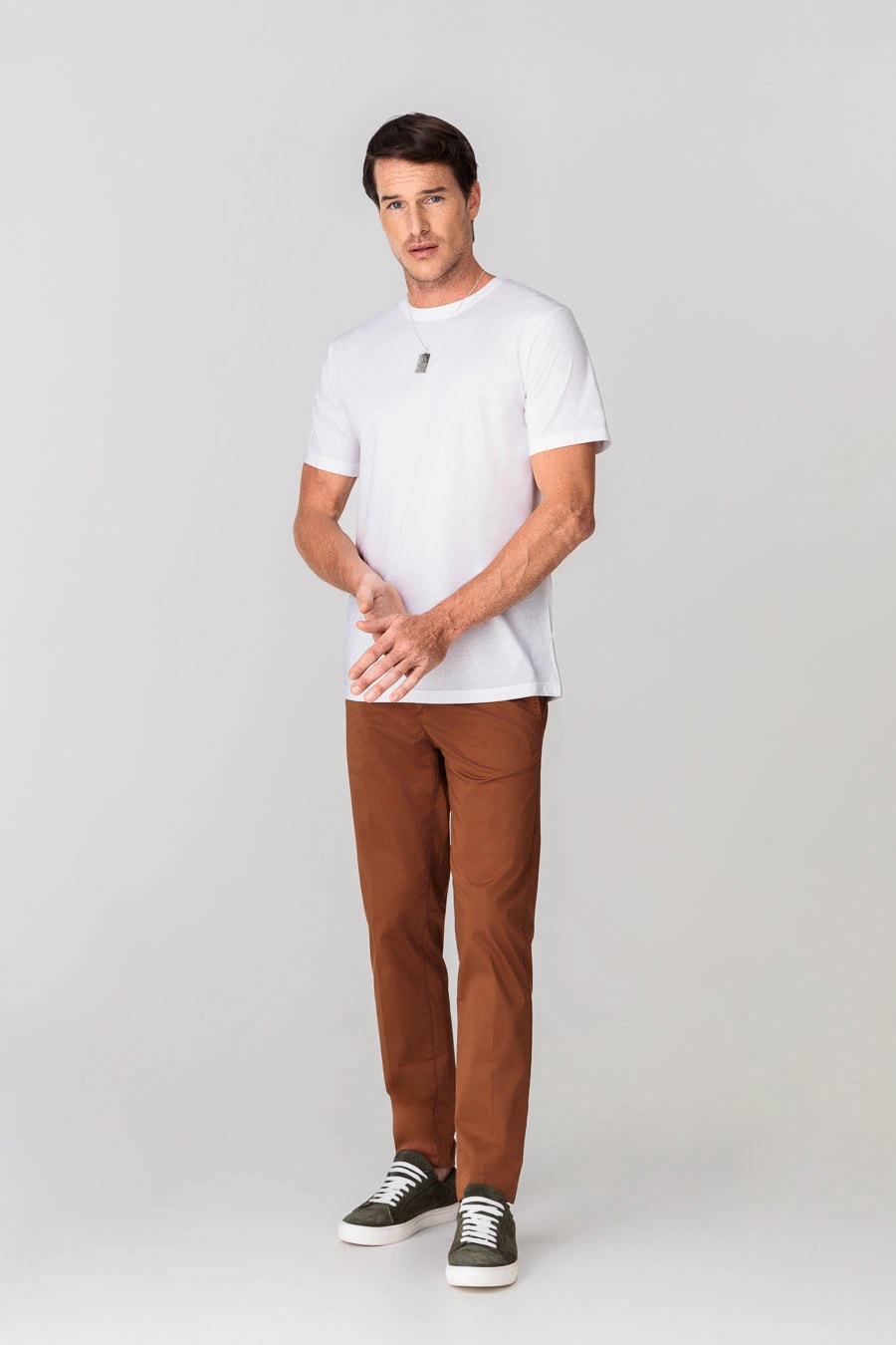Men's cotton basic t-shirt white - imagen 1