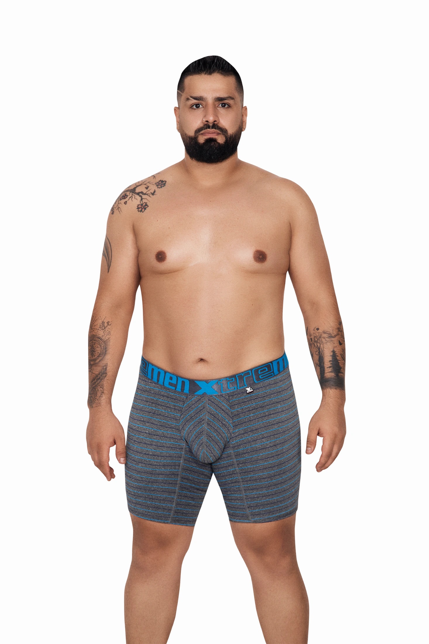 BOXER MICROFIBRA RAYAS EXTRAGRANDE  TURQUESA - imagen 1