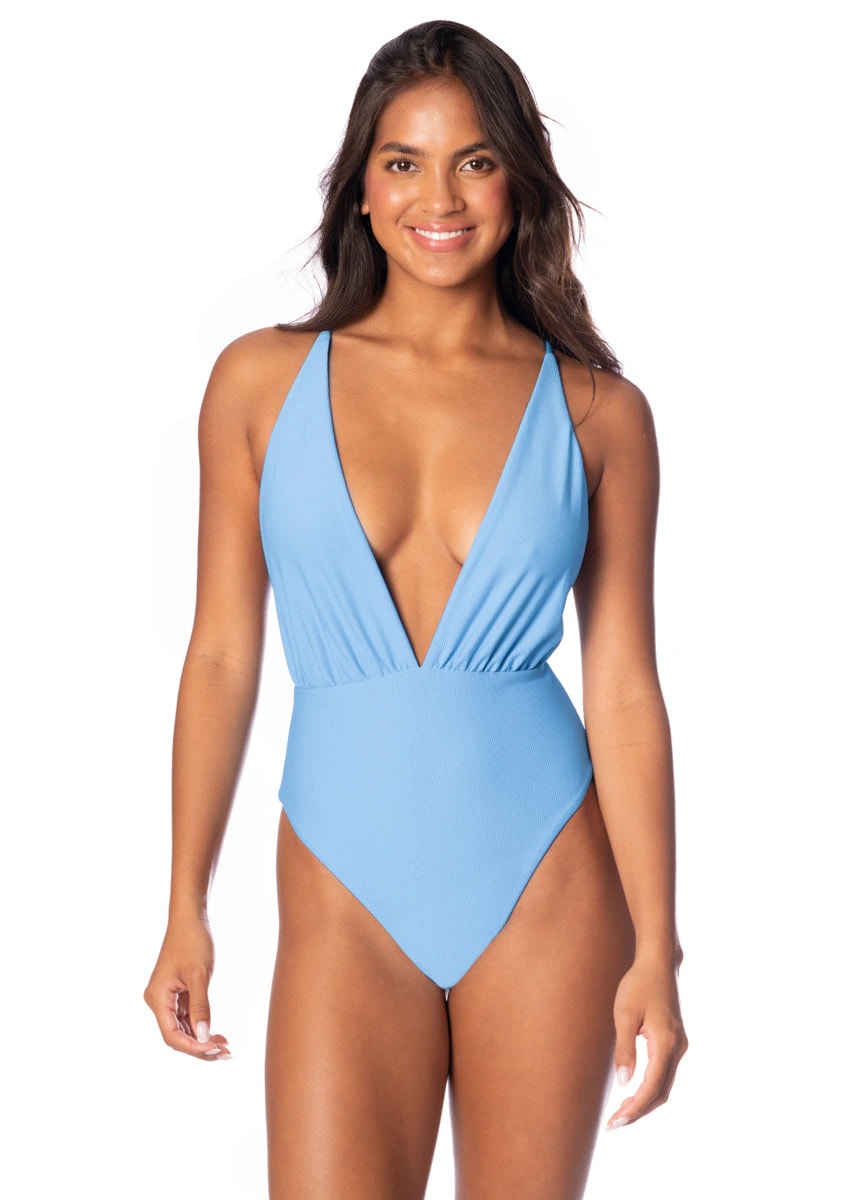 Maaji Stone Blue Safri Plunge One Piece - imagen 1