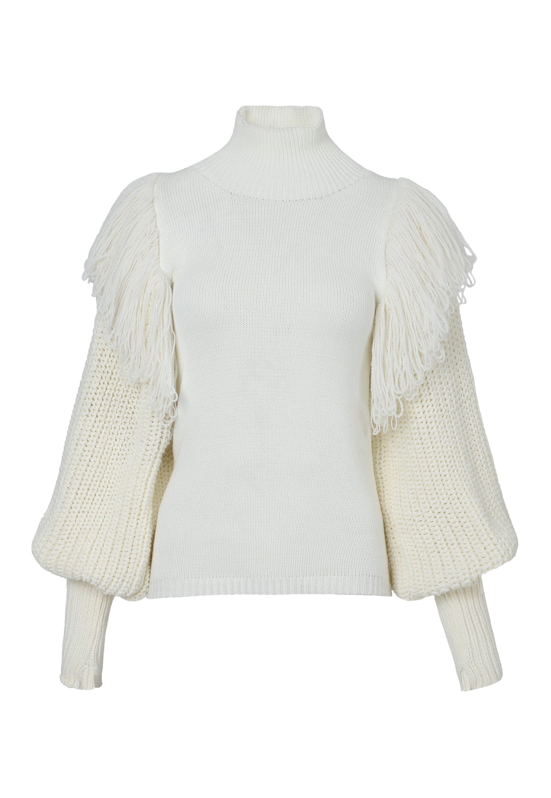 PUFF SLEEVE FRINGES SWEATER - imagen 1