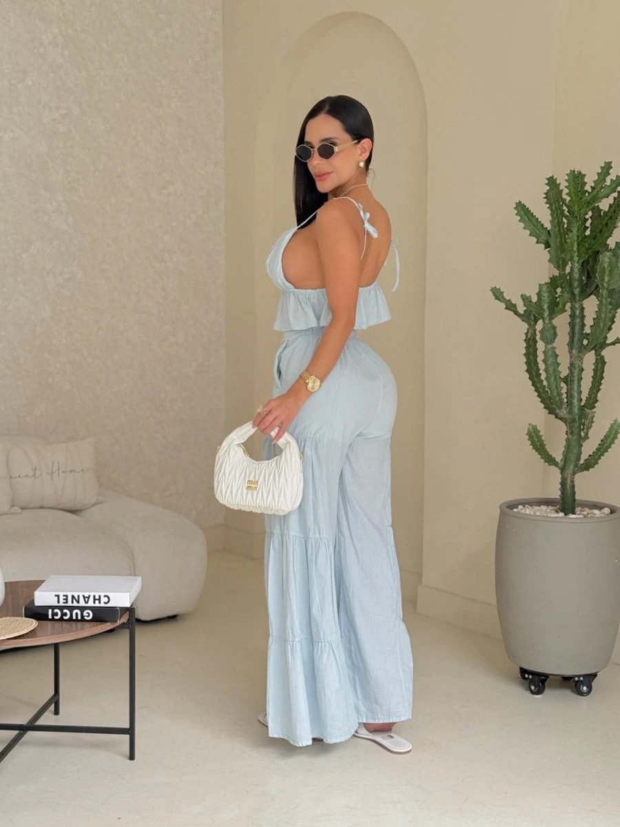 Set Pantalón dominicana (Celeste) - imagen 1