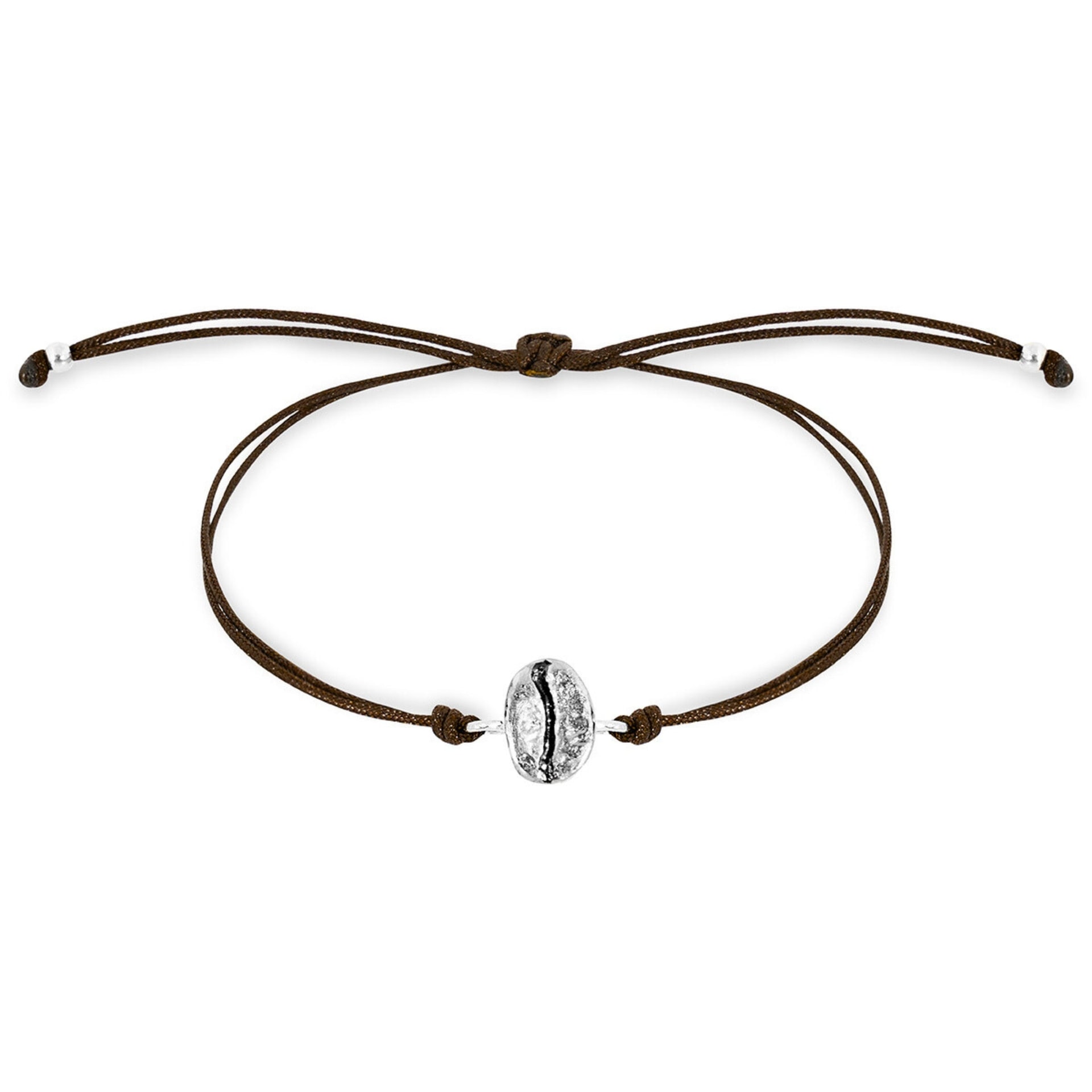 Pulsera grano de café Caturra en plata envejecida con hilo - imagen 1