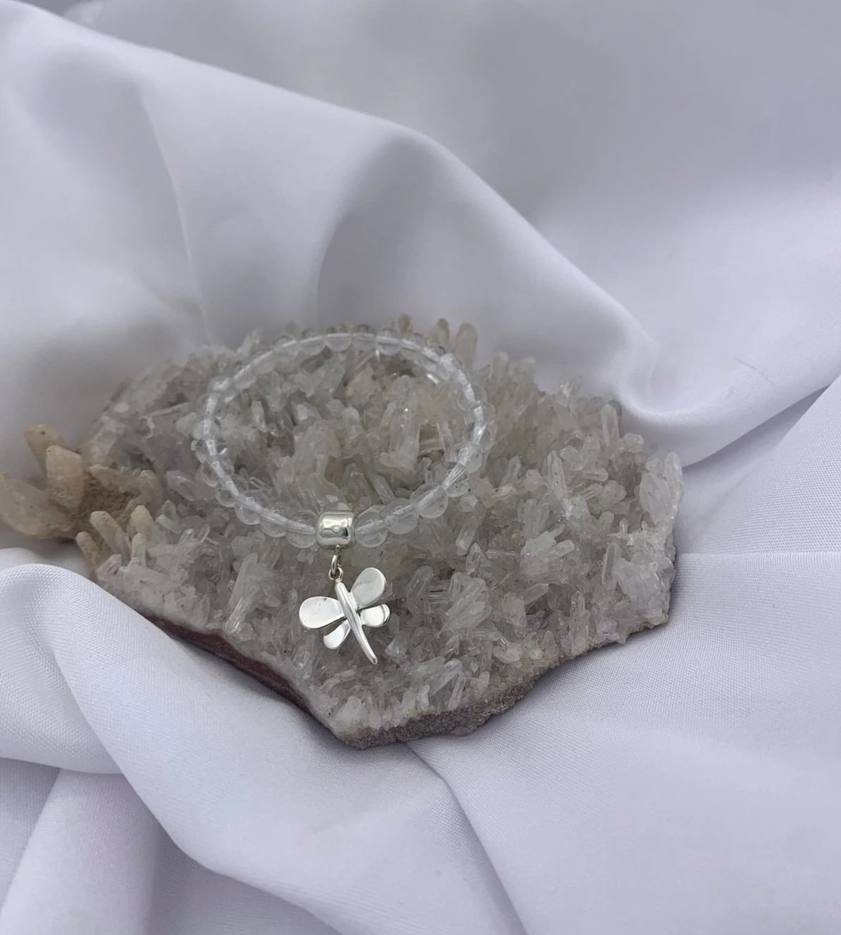 Pulsera Cuarzo Transparente dije Libélula M - imagen 1