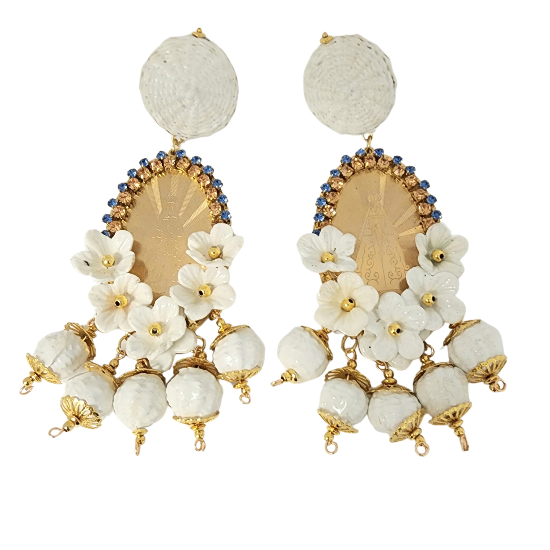 White Virgin Mary Earrings - imagen 1