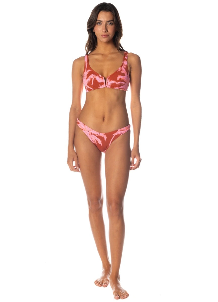Maaji Darkred Palms Victory Classic Bralette Bikini Top - imagen 1