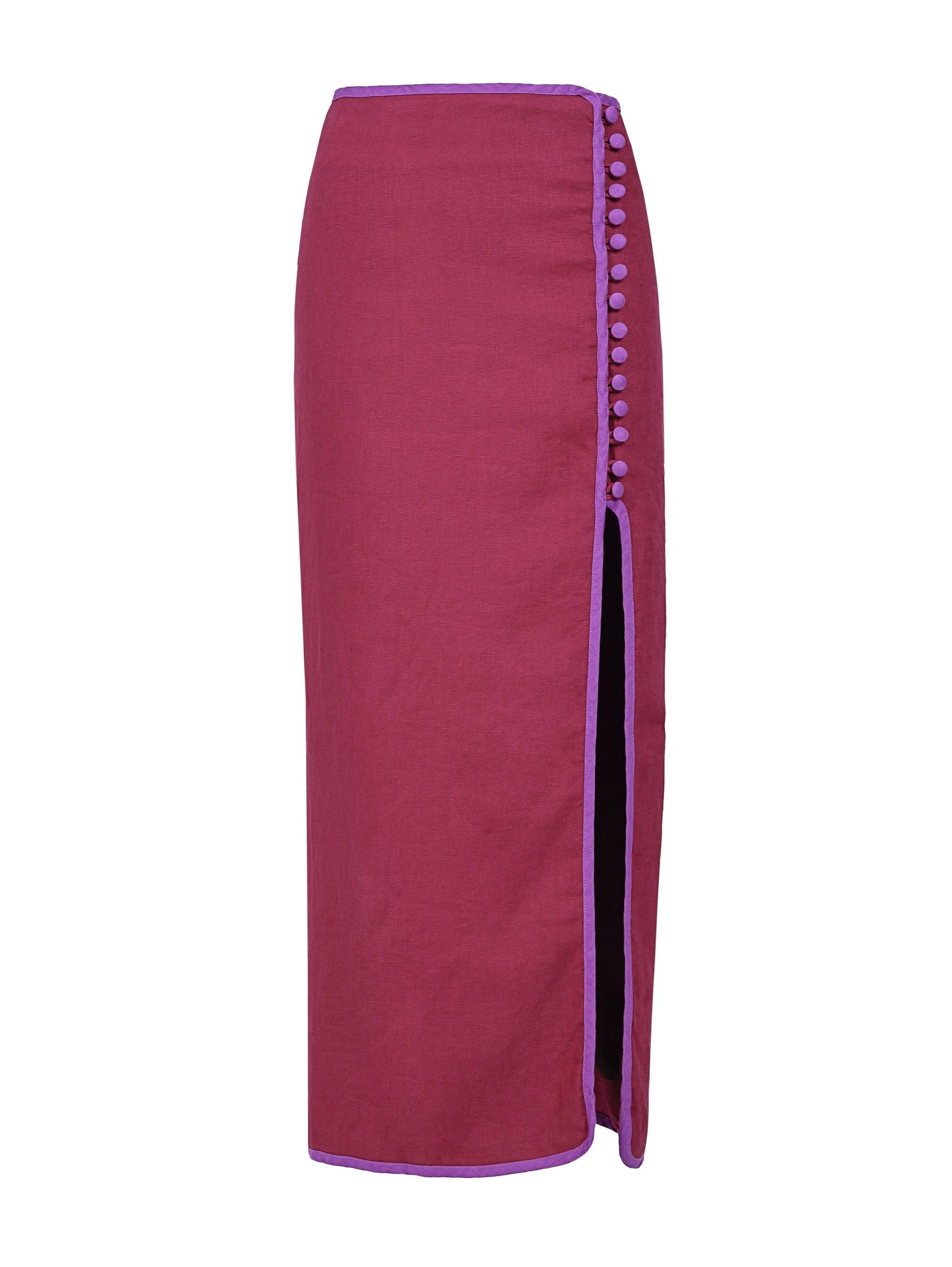 Falda Qipao de lino | Vino / Morado - imagen 1