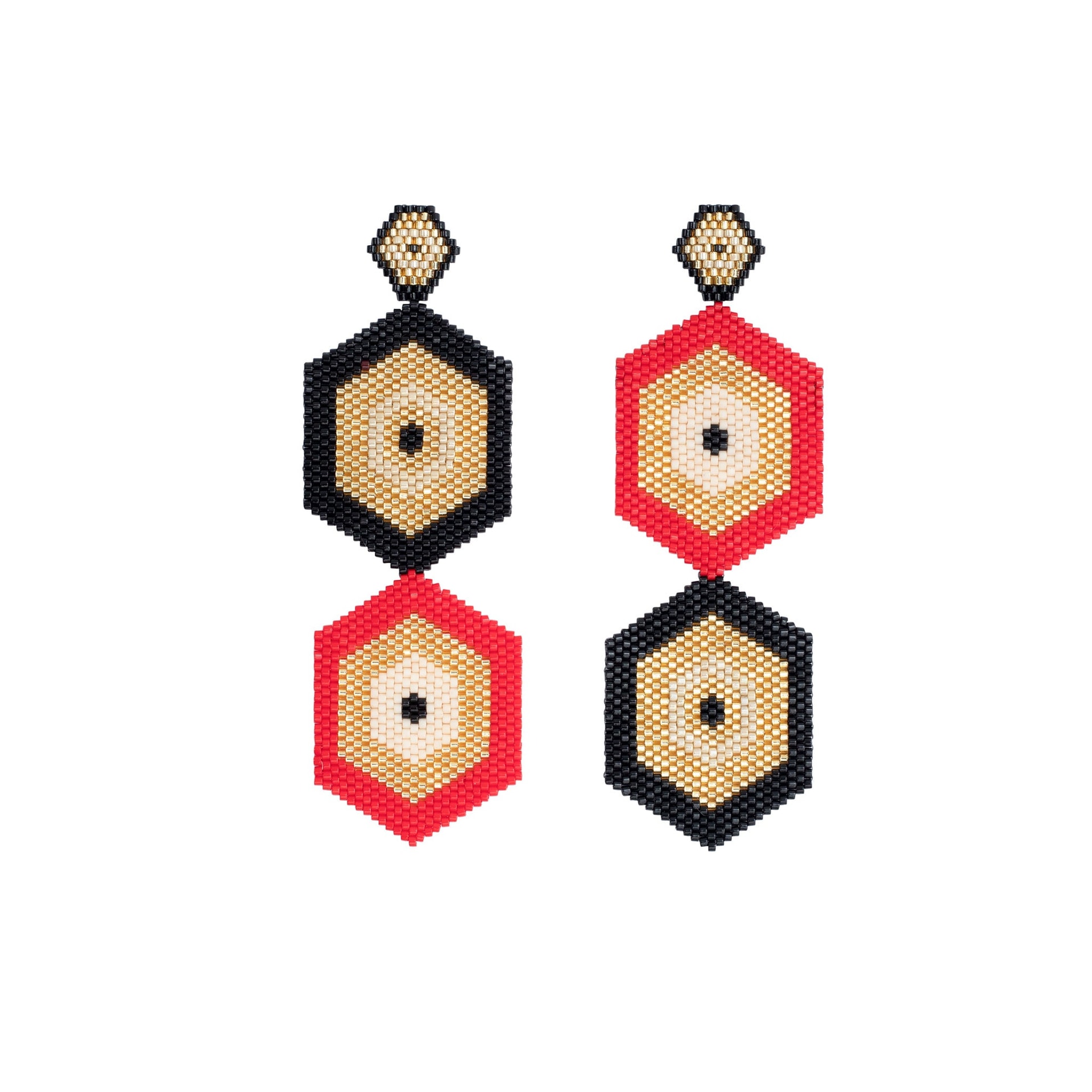 Aretes Poeta Rojo y Reina Invetido - imagen 1