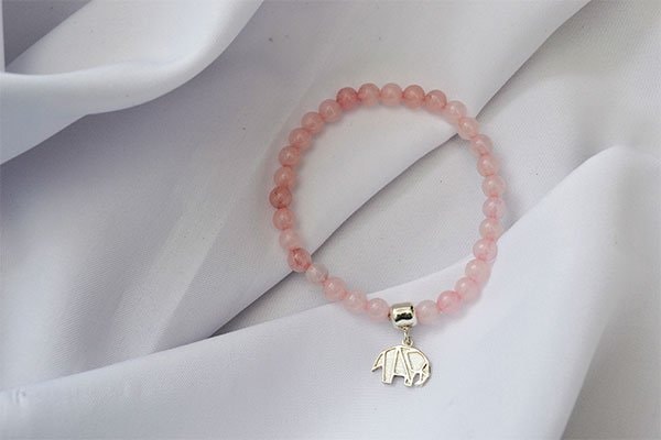 Pulsera Cuarzo Rosa dije elefante P - imagen 1