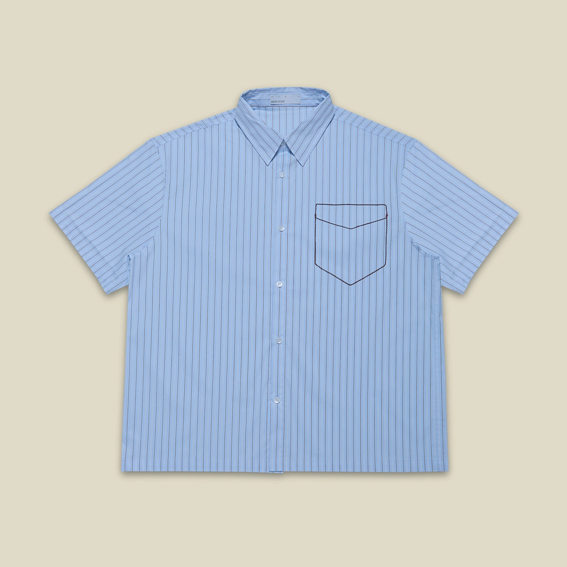 Camisa Bolsillo Bordado Azul - imagen 1