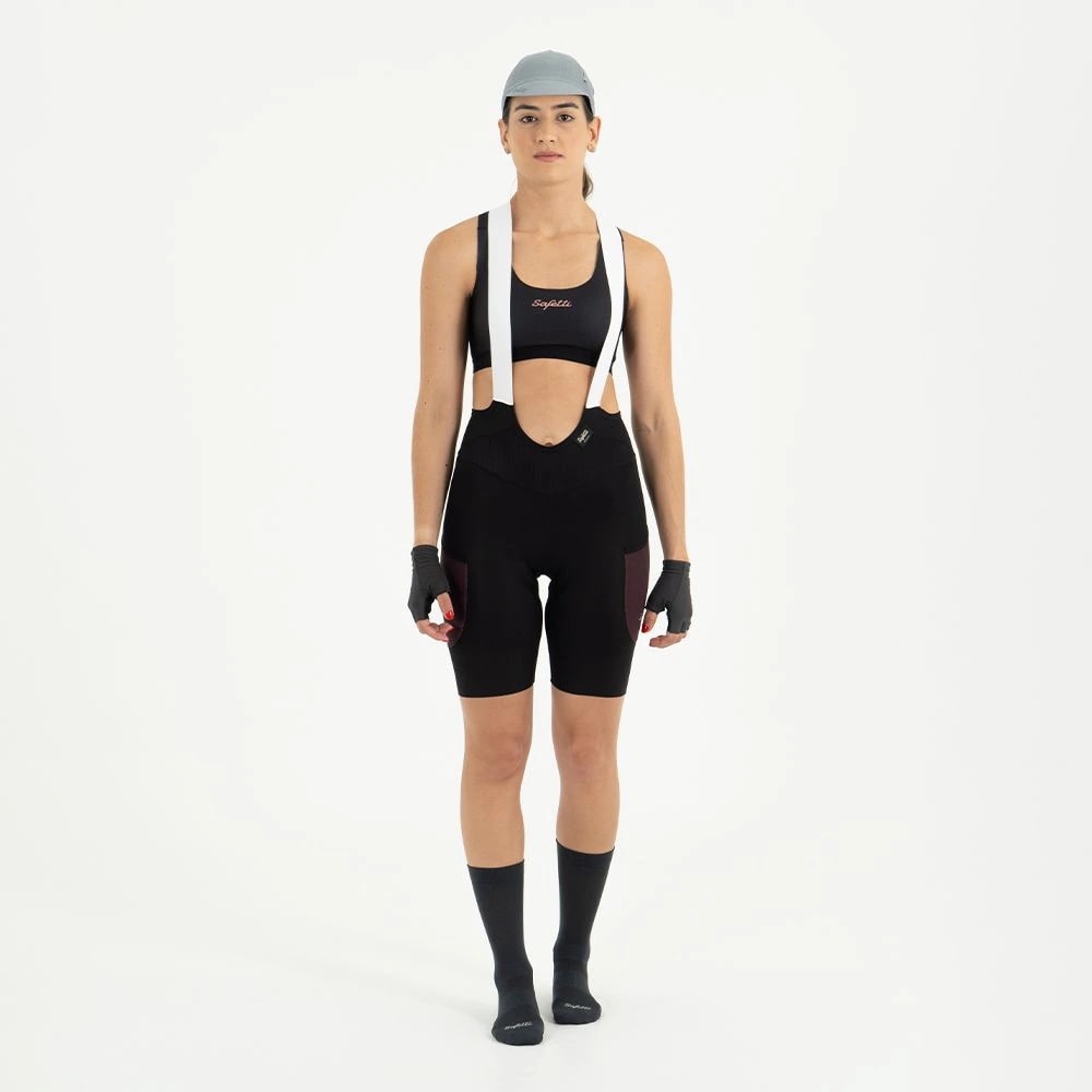 PANTALONETA CICLISMO CON CARGADERAS EVANS CARGO VINO PARA MUJER - imagen 1