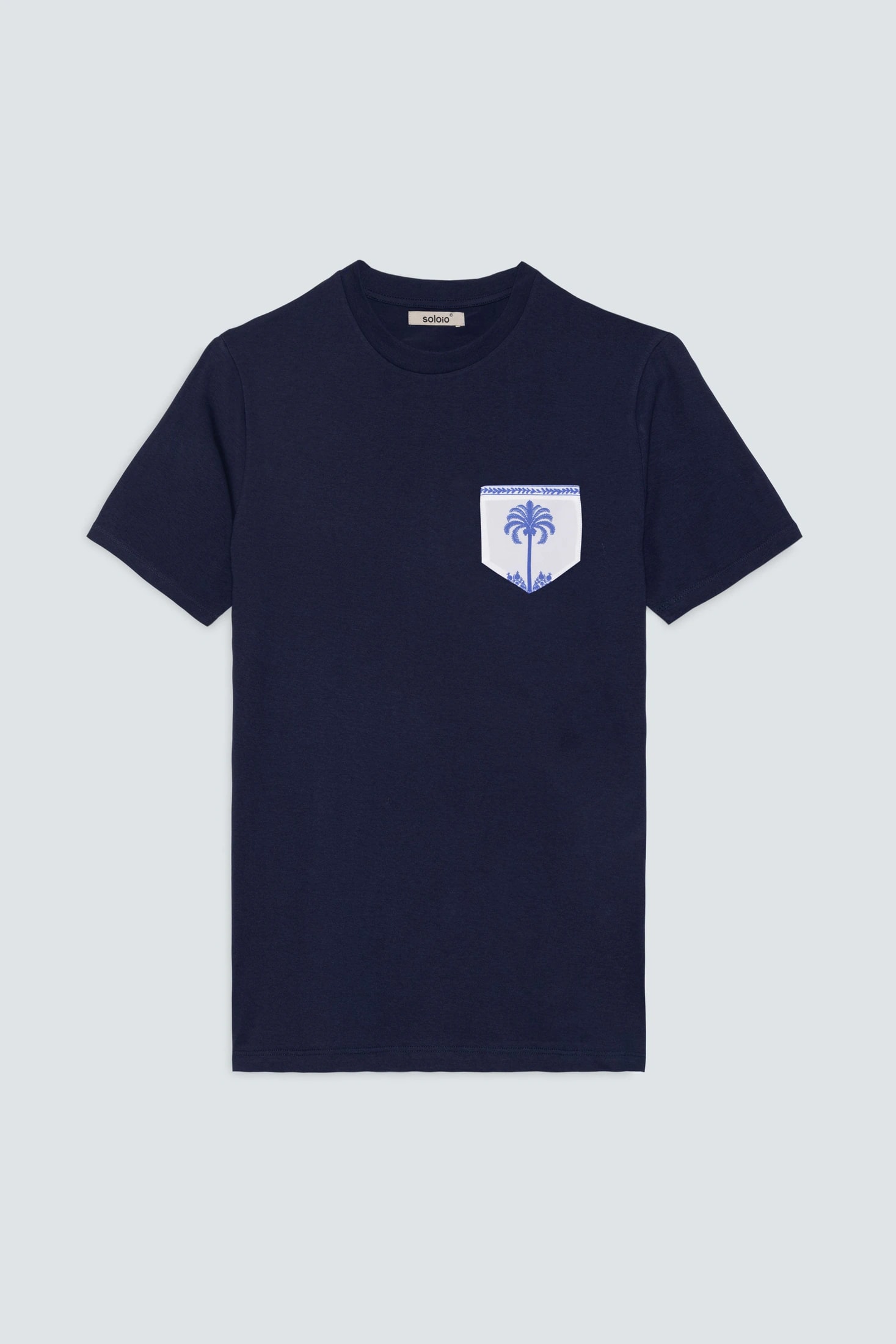 Men's cotton t-shirt navy palm - imagen 1