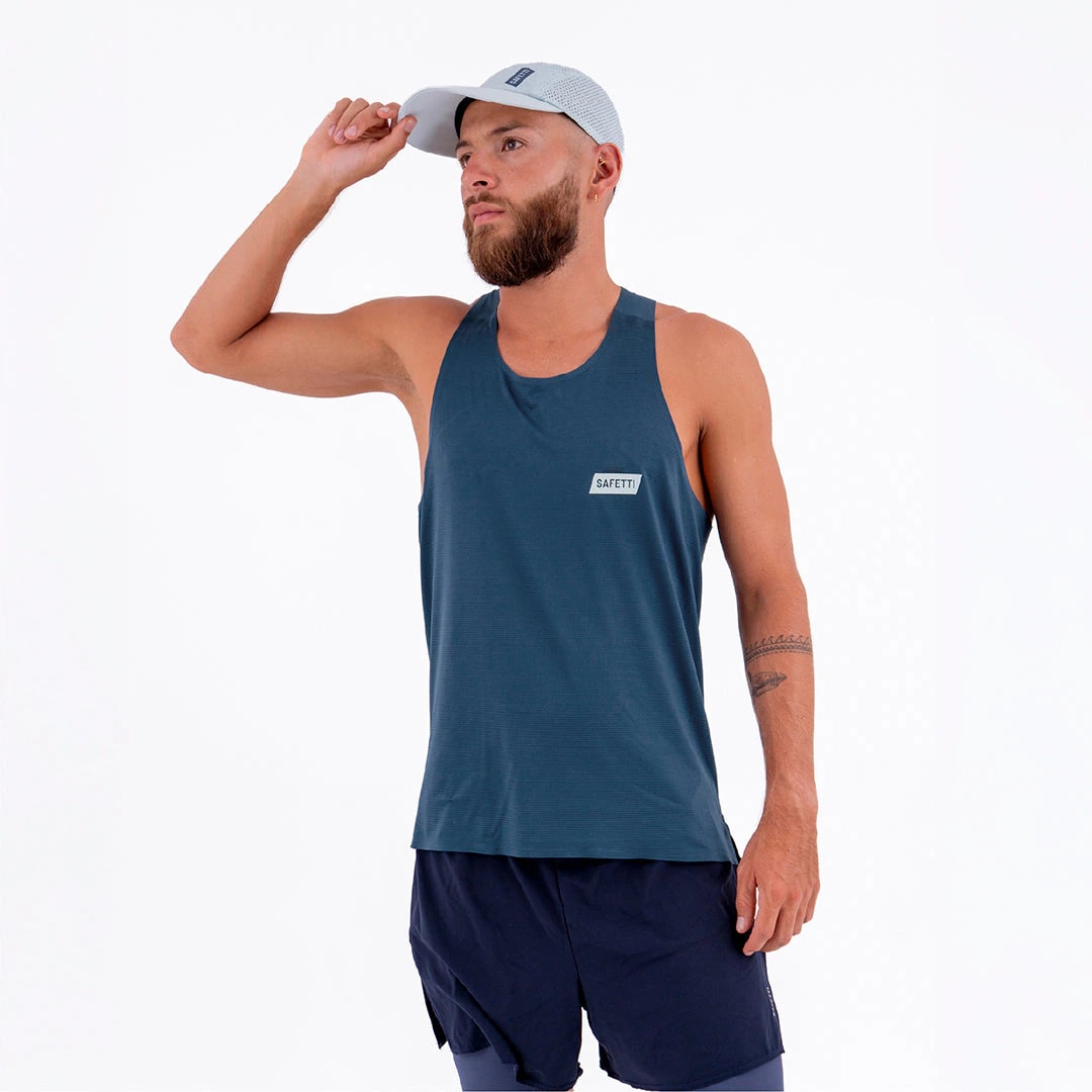 CAMISETA RUNNING MANGA SISA LEVIT AZUL OSCURO PARA HOMBRE - imagen 1