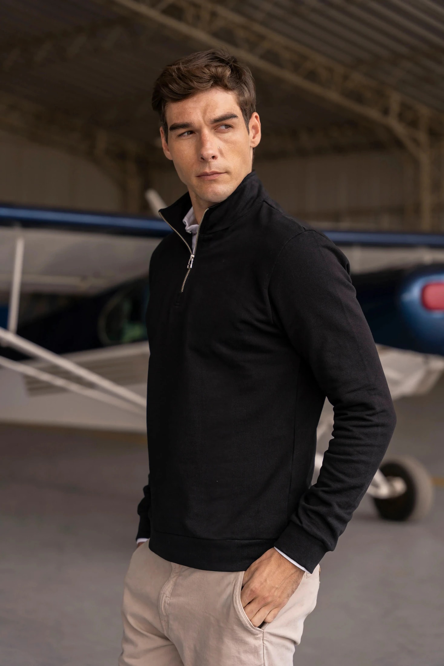 Halfzip Premium Comfy Hombre Negro - imagen 1