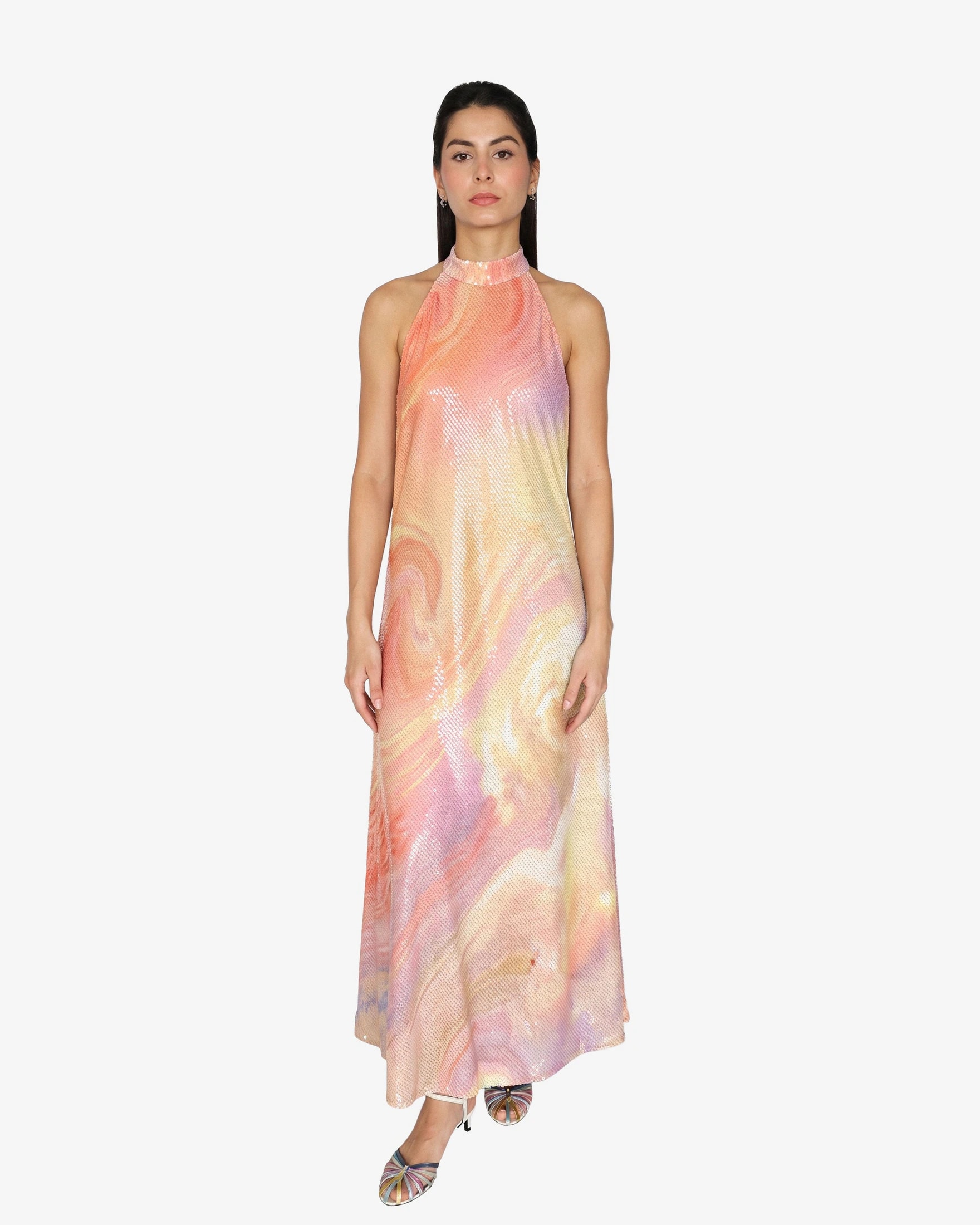 Golden Waves Halter Dress - imagen 1