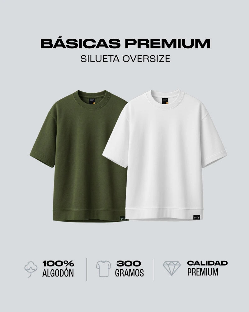 Duo Pack Camisetas Oversize Básicas Core Military - 300g - imagen 1