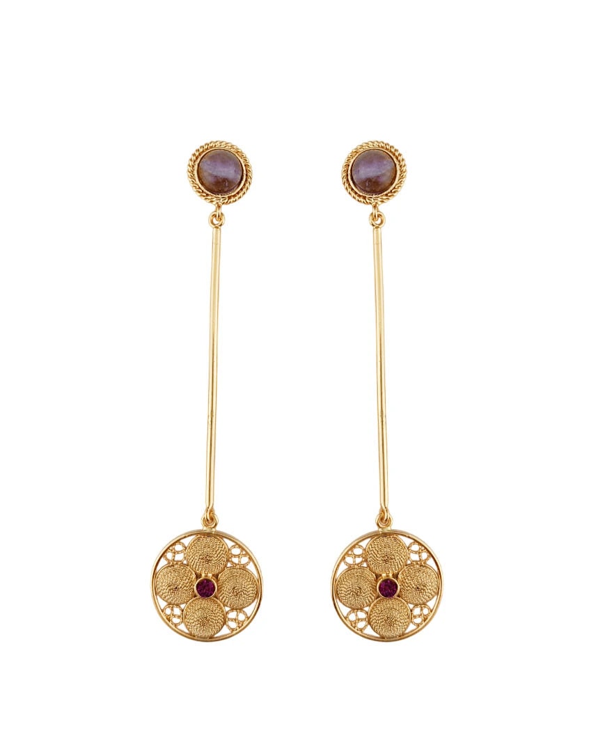 Aretes largos filigrana y amatista Atanasia - imagen 1