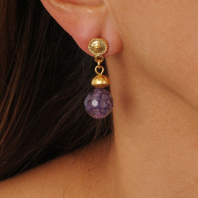 Arete azul semipreciosa ágata - imagen 1