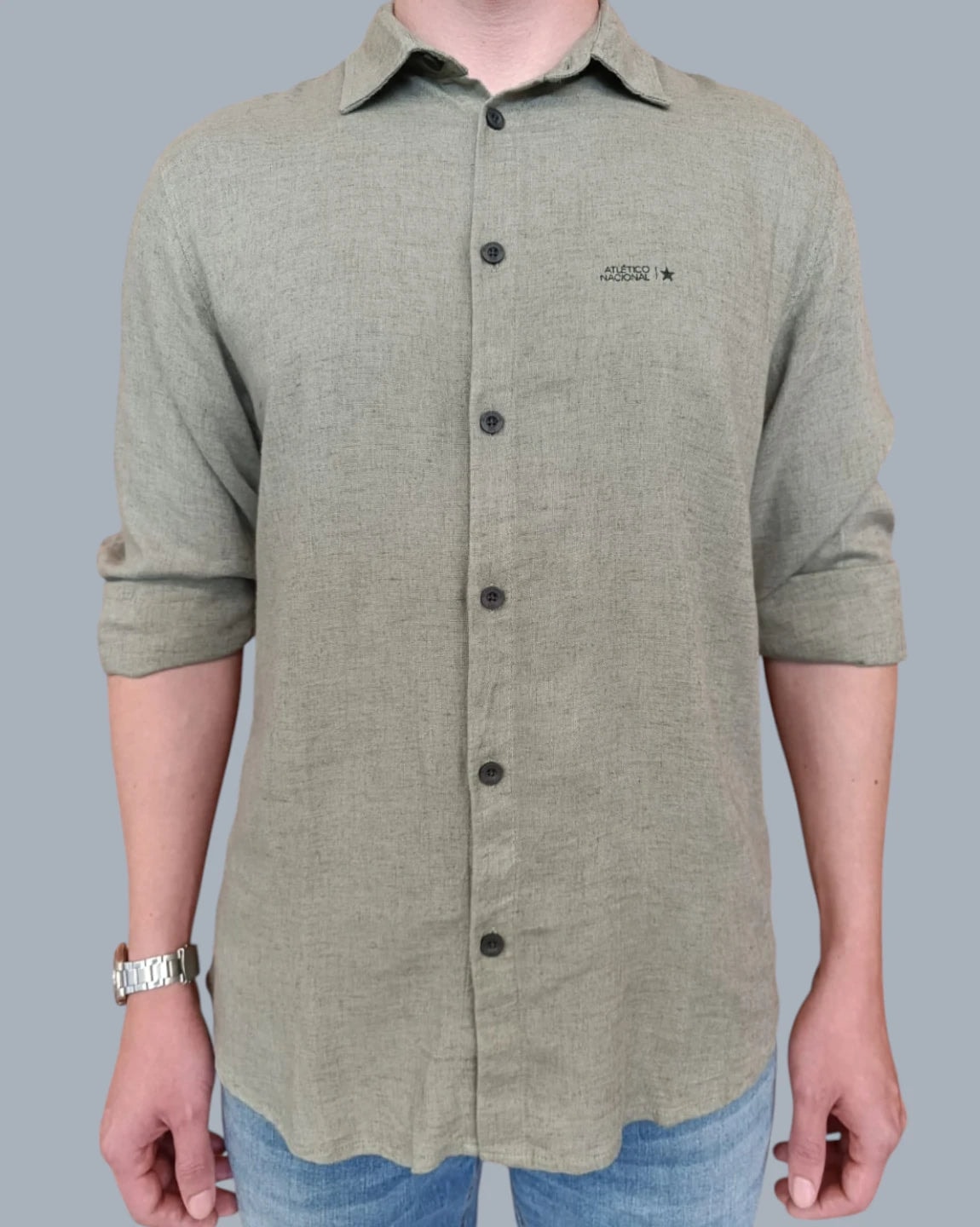 CAMISA LINO MANGA LARGA VERDE HOMBRE - imagen 1