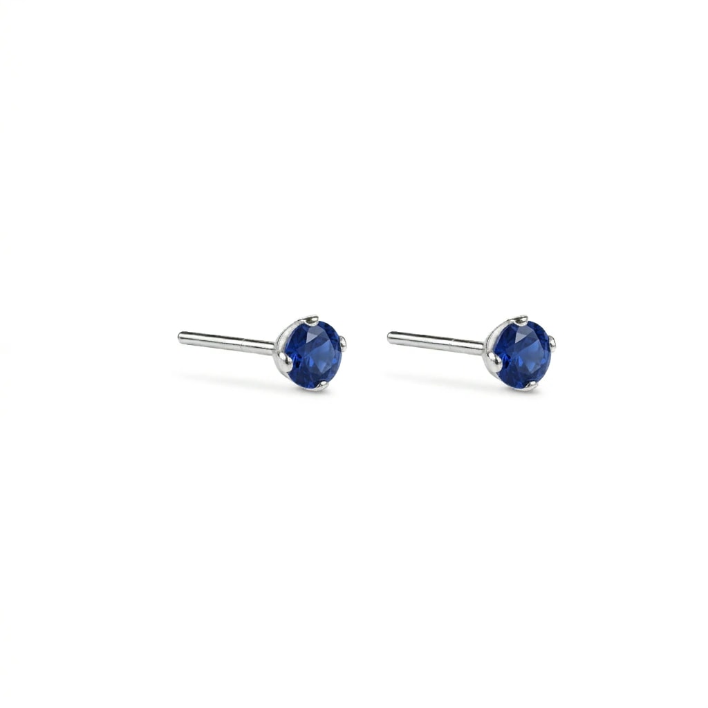 SILVER FACET SAPPHIRE | TOPOS CON ZAFIRO EN PLATA LEY 925 - imagen 1
