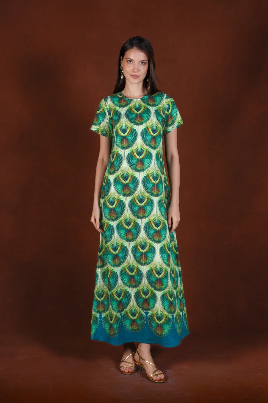 Women's Iridis long linen dress green - imagen 1