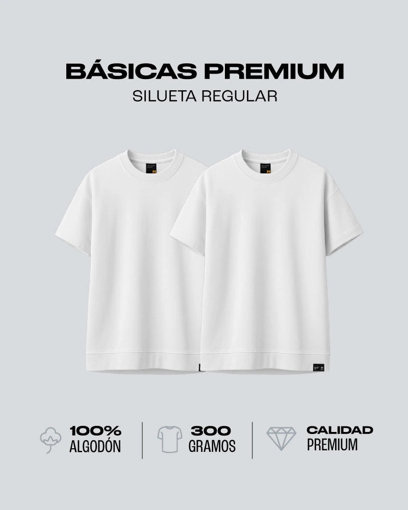 Duo Pack Camisetas Básicas Regular White - Premium 300G - imagen 1