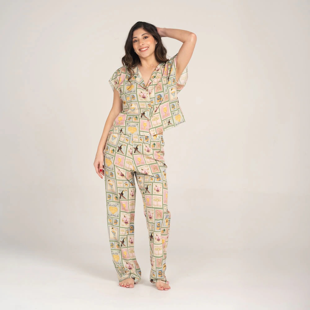Conjunto de Pijama Pantalón Largo Estampilla. - imagen 1