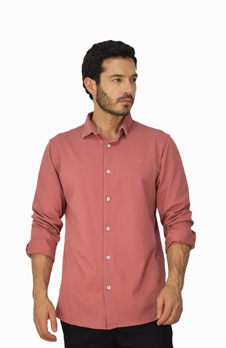Sobrecamisa en tela Piqué Terracota para Hombre - imagen 1
