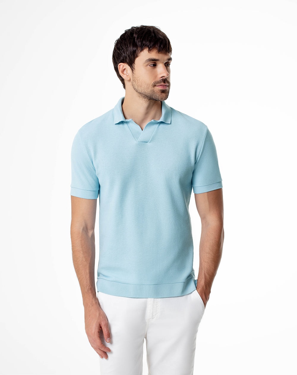 Polo regular tejido de punto algodón azul hombre - imagen 1