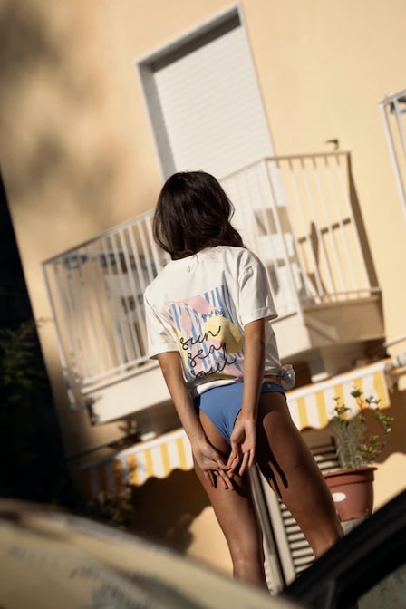 Zebra Line Blue Overzise T Shirt - imagen 1