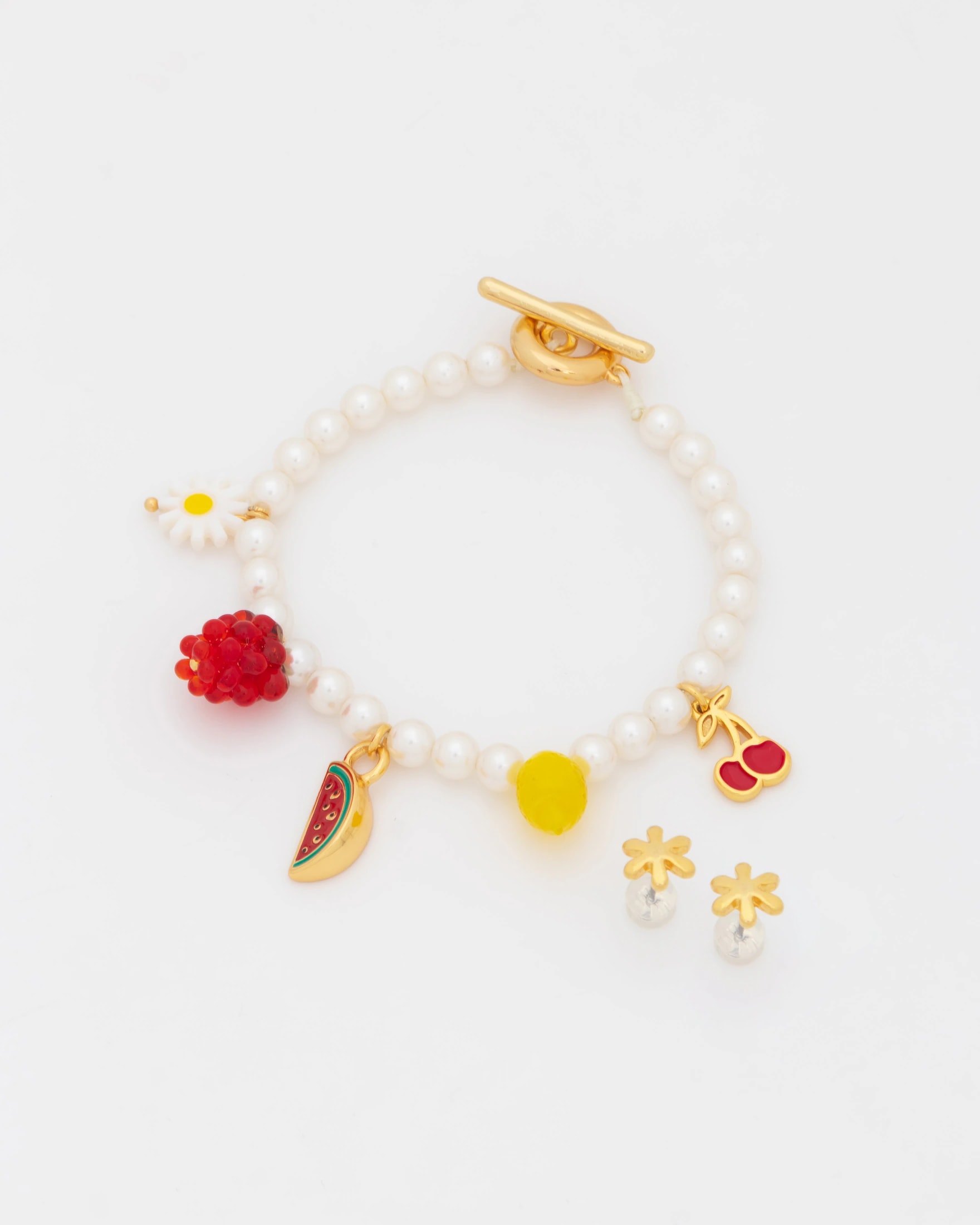 Pulsera Broche Frutas + Aretes - imagen 1