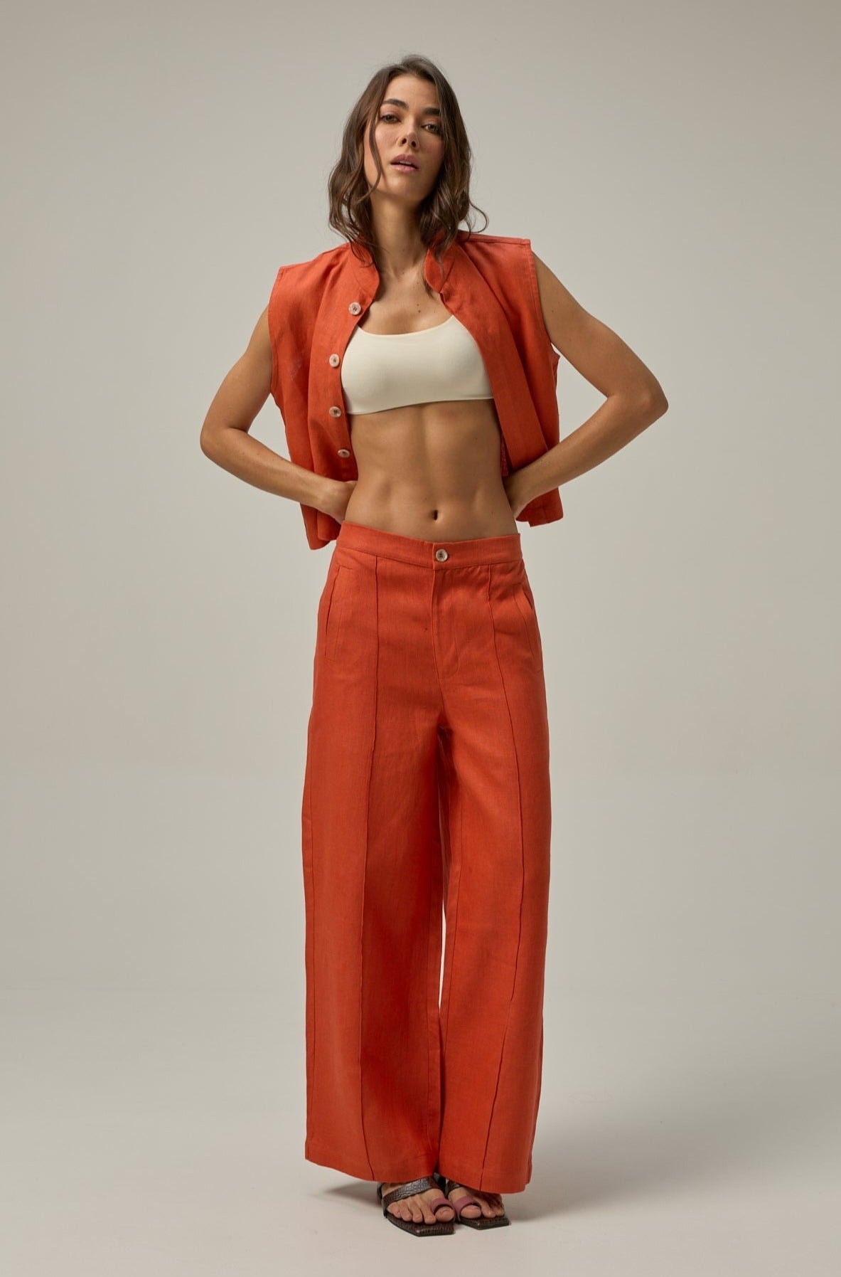 Pantalón Serre de lino | Naranja - imagen 1