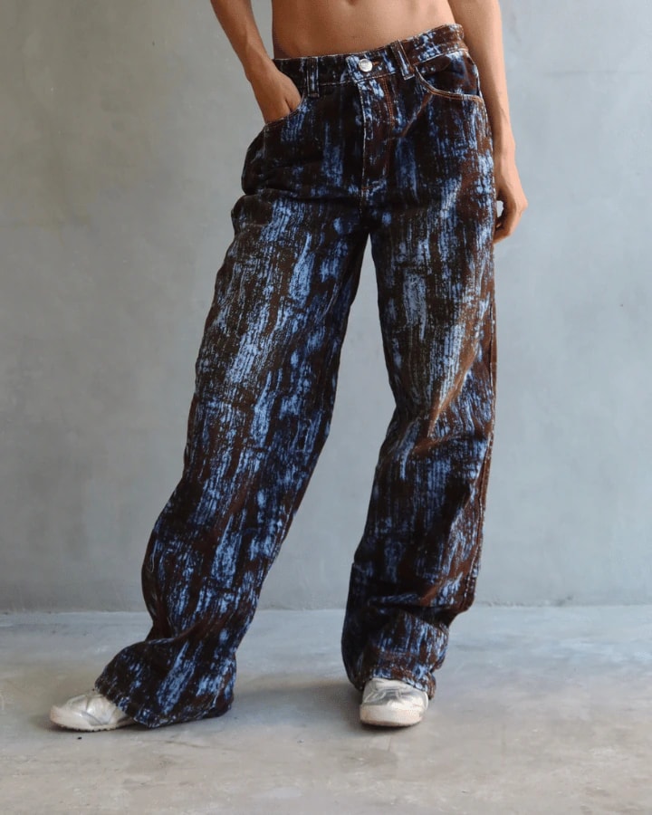 JEAN BAGGY FIT BLUE STATIC CAFÉ/AZUL - imagen 1