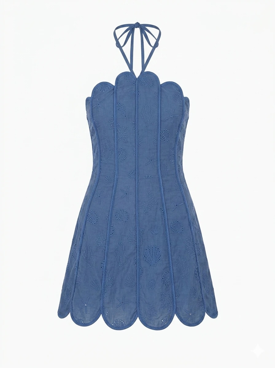 LENNY DRESS DEEP SEA BLUE SEASHELLS - imagen 1