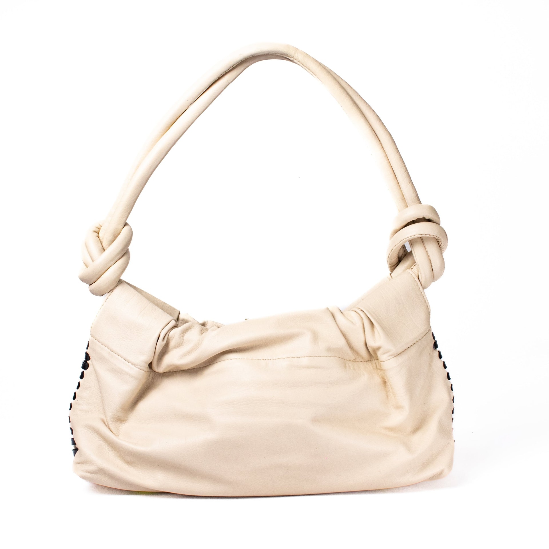 CHUNKIE baguette BAG - Vanilla x Black woven fabric - imagen 1