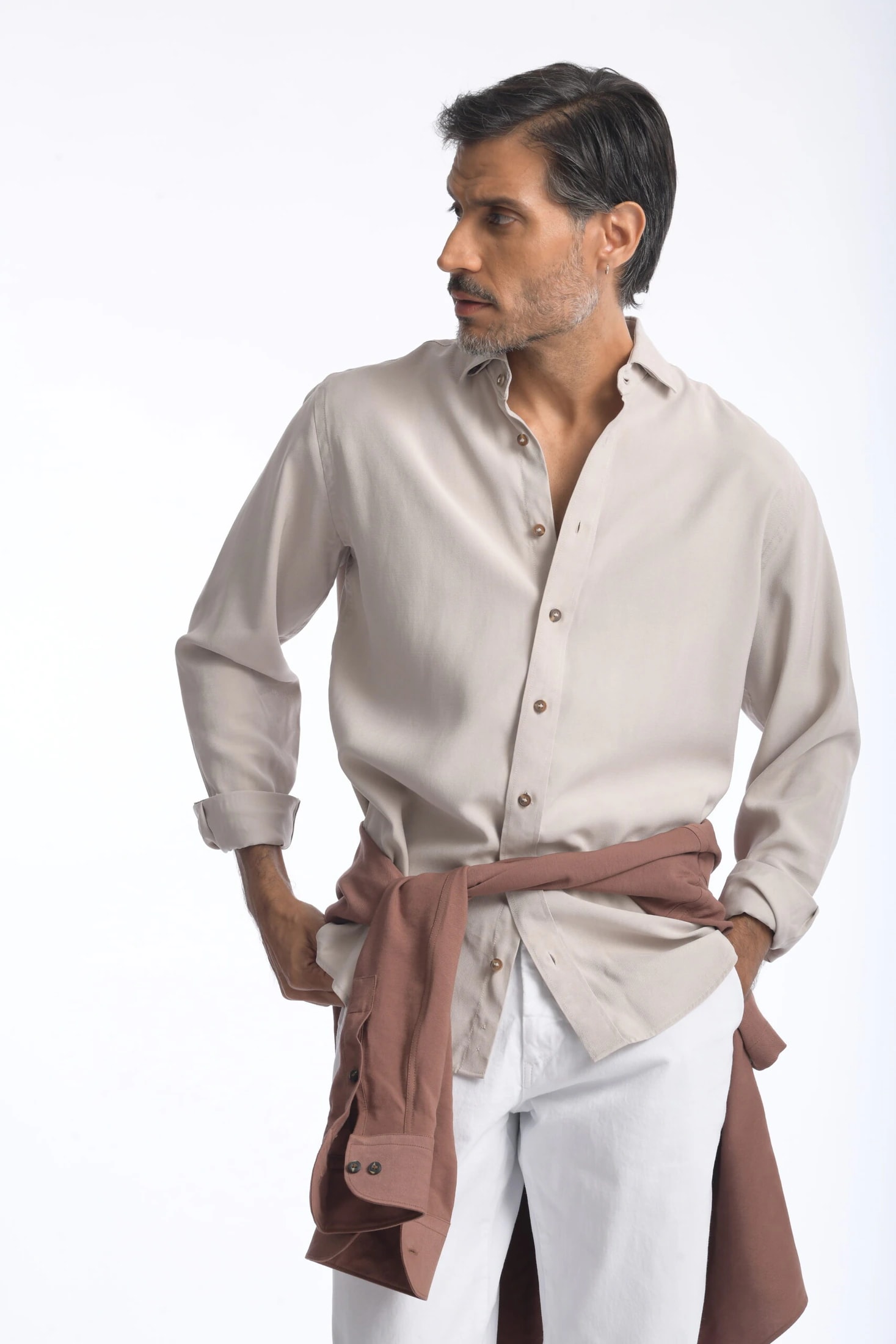 Camisa Cefiro Beige Claro - imagen 1
