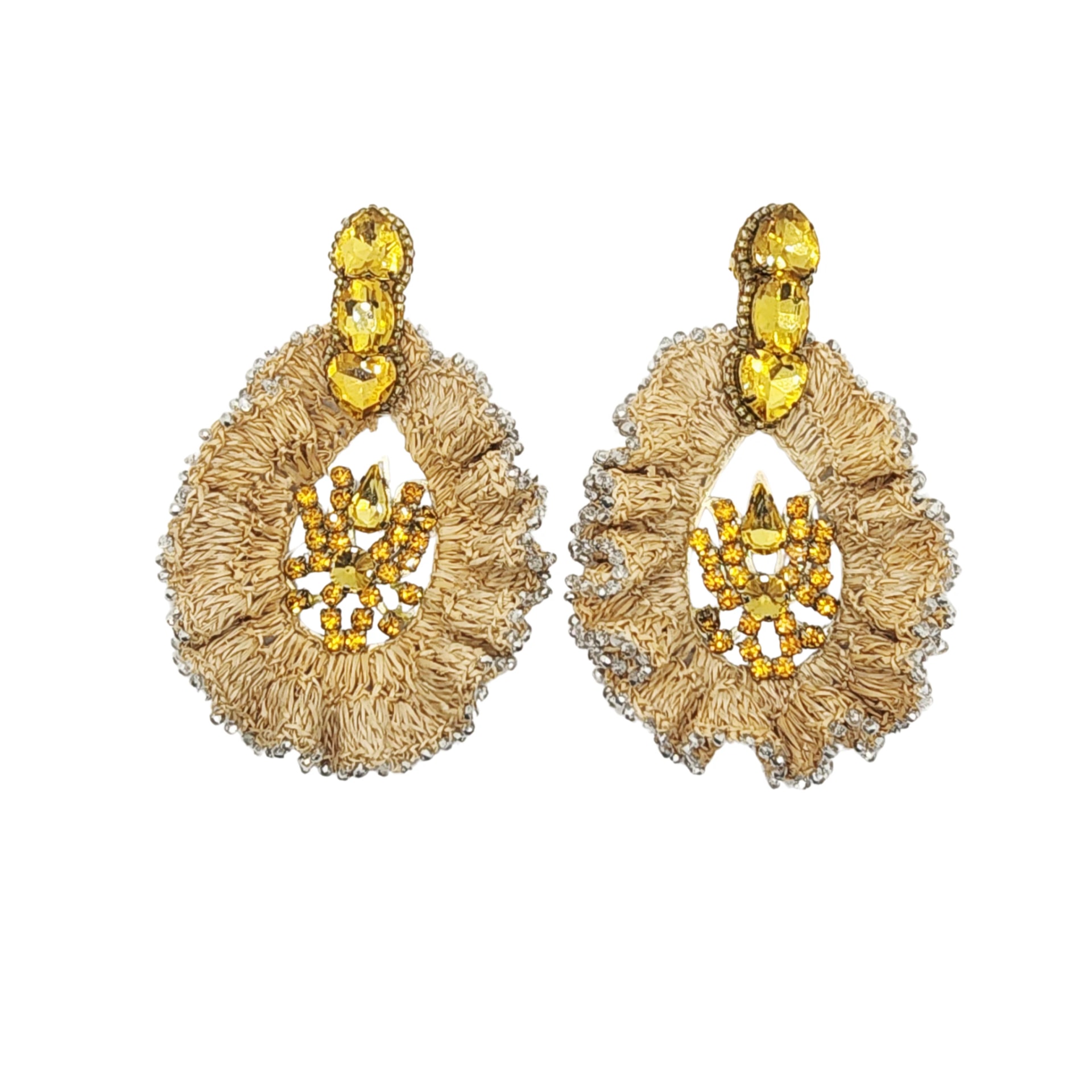 Splendid Big Yellow Oval Earrings - imagen 1