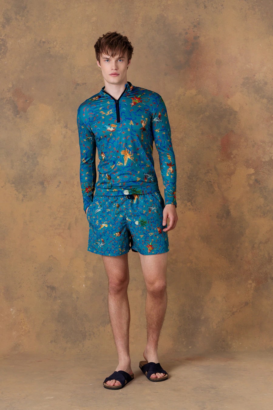 Men's beach shirt delphos teal - imagen 1