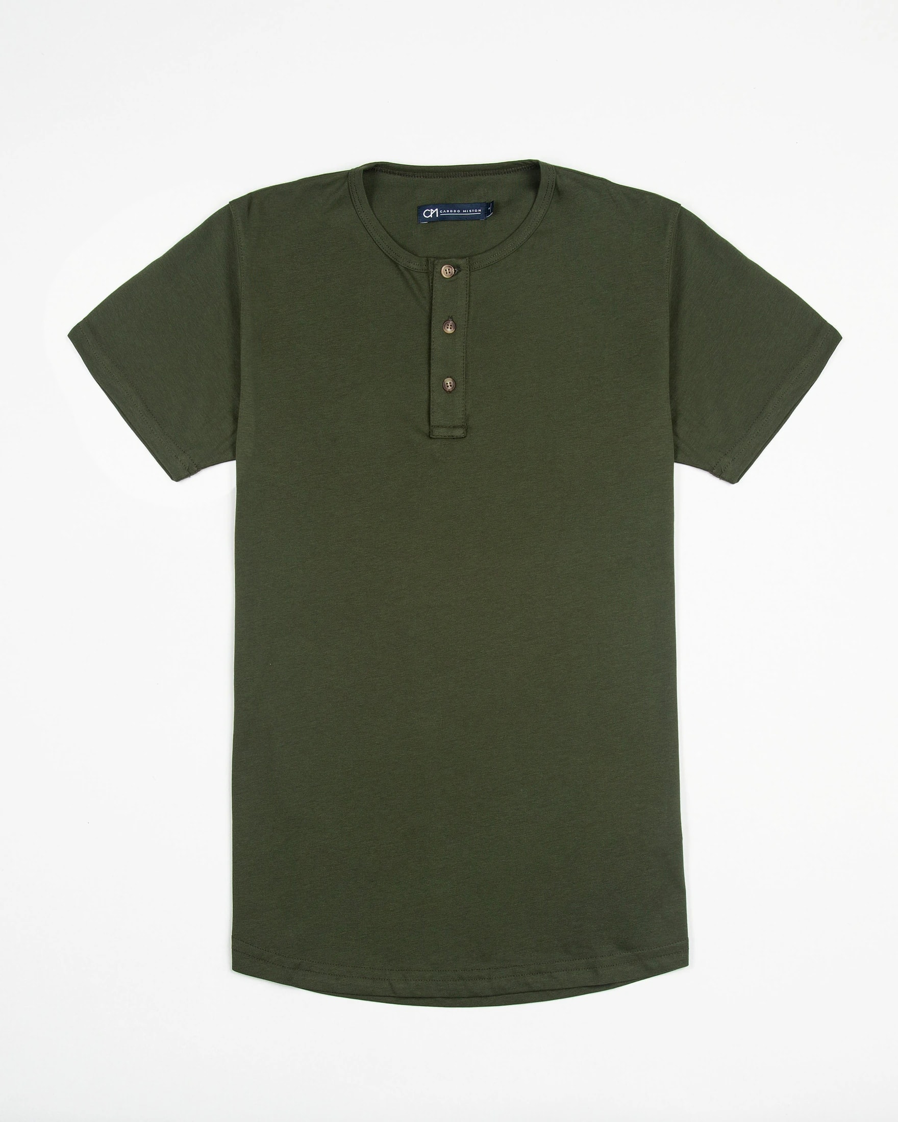 Camiseta Henley Algodón Verde Militar - imagen 1