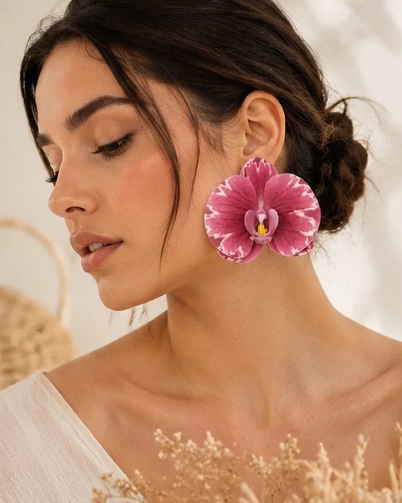 Maxi aretes orquidea - imagen 1