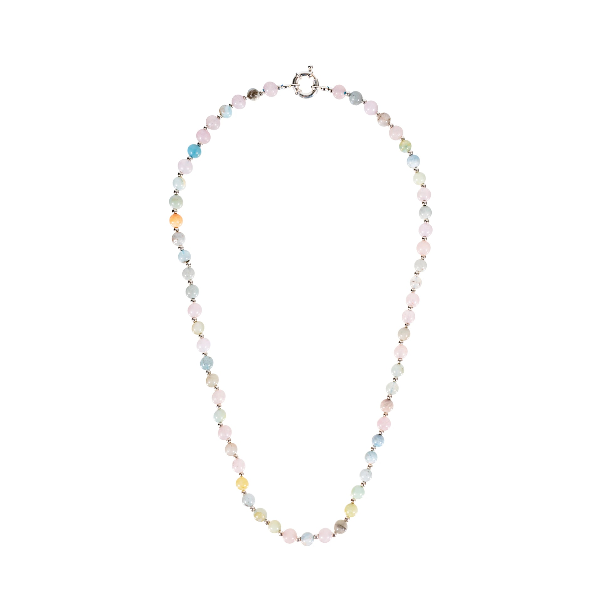 AQUA VOID NECKLACE | COLLAR DE PIEDRAS AGUA MARINA Y BALINES EN PLATA 925 - imagen 1