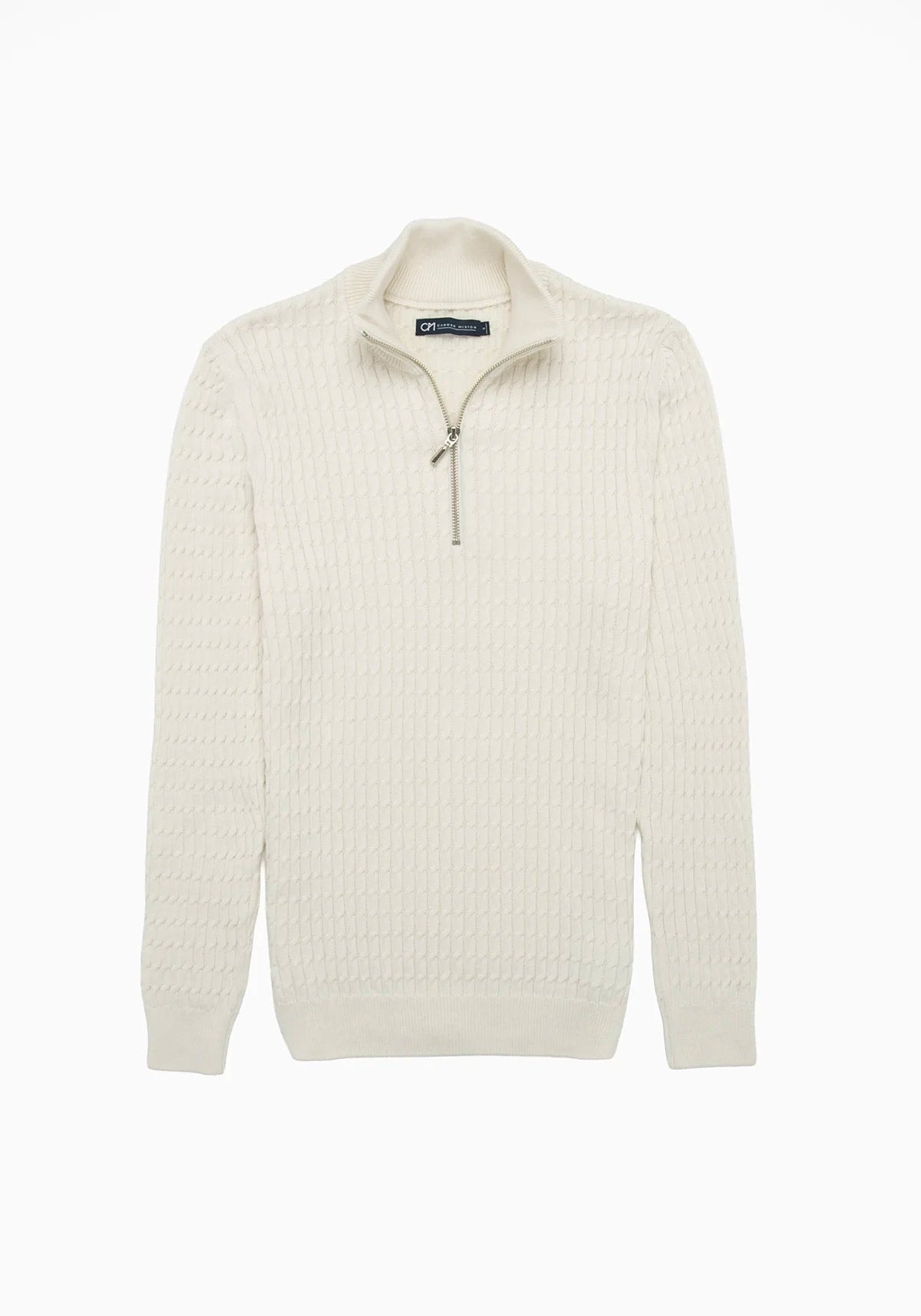 Saco Trenzado Half Zip Algodón Crema - imagen 1