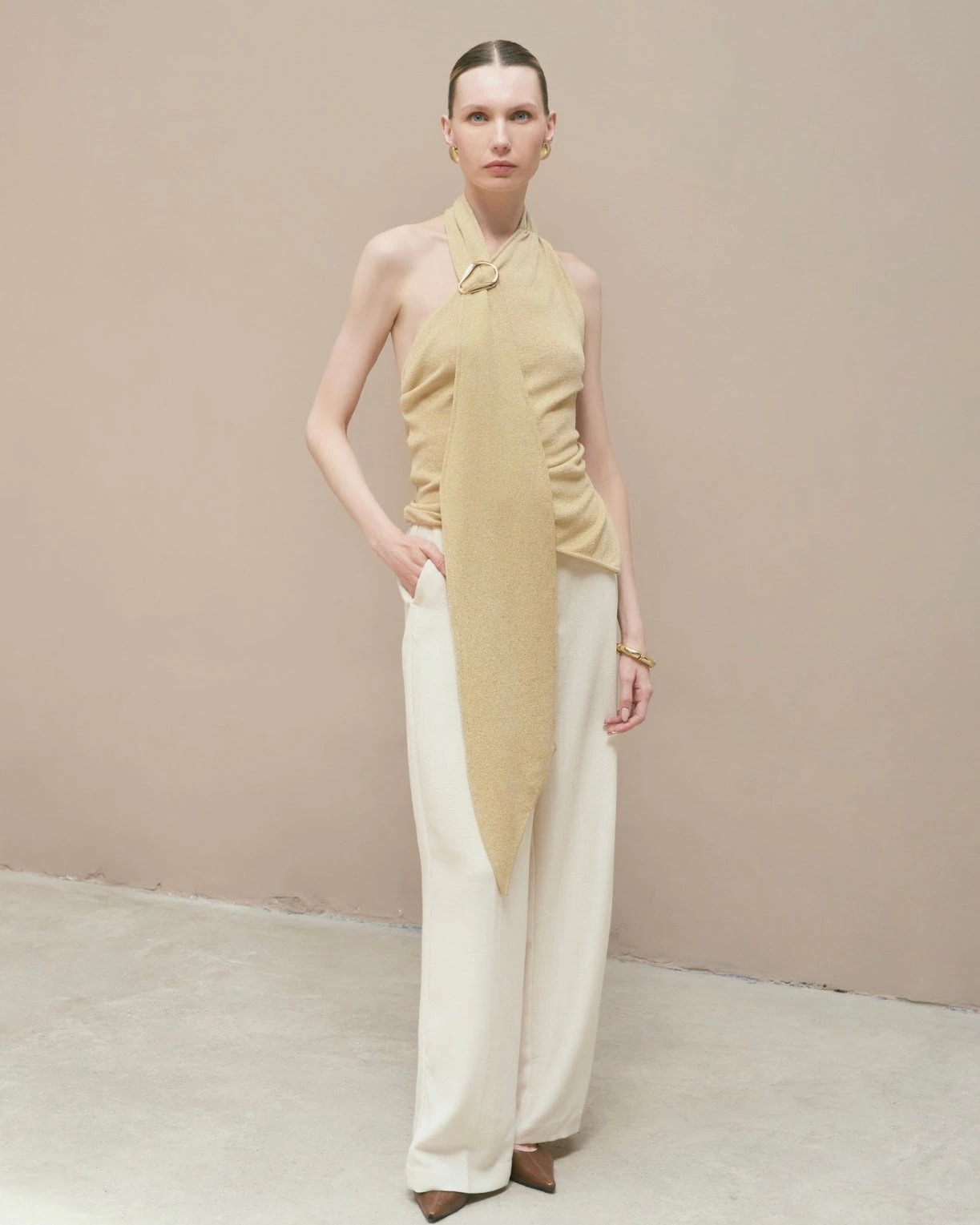 Top Afrodita Beige-Dorado - imagen 1
