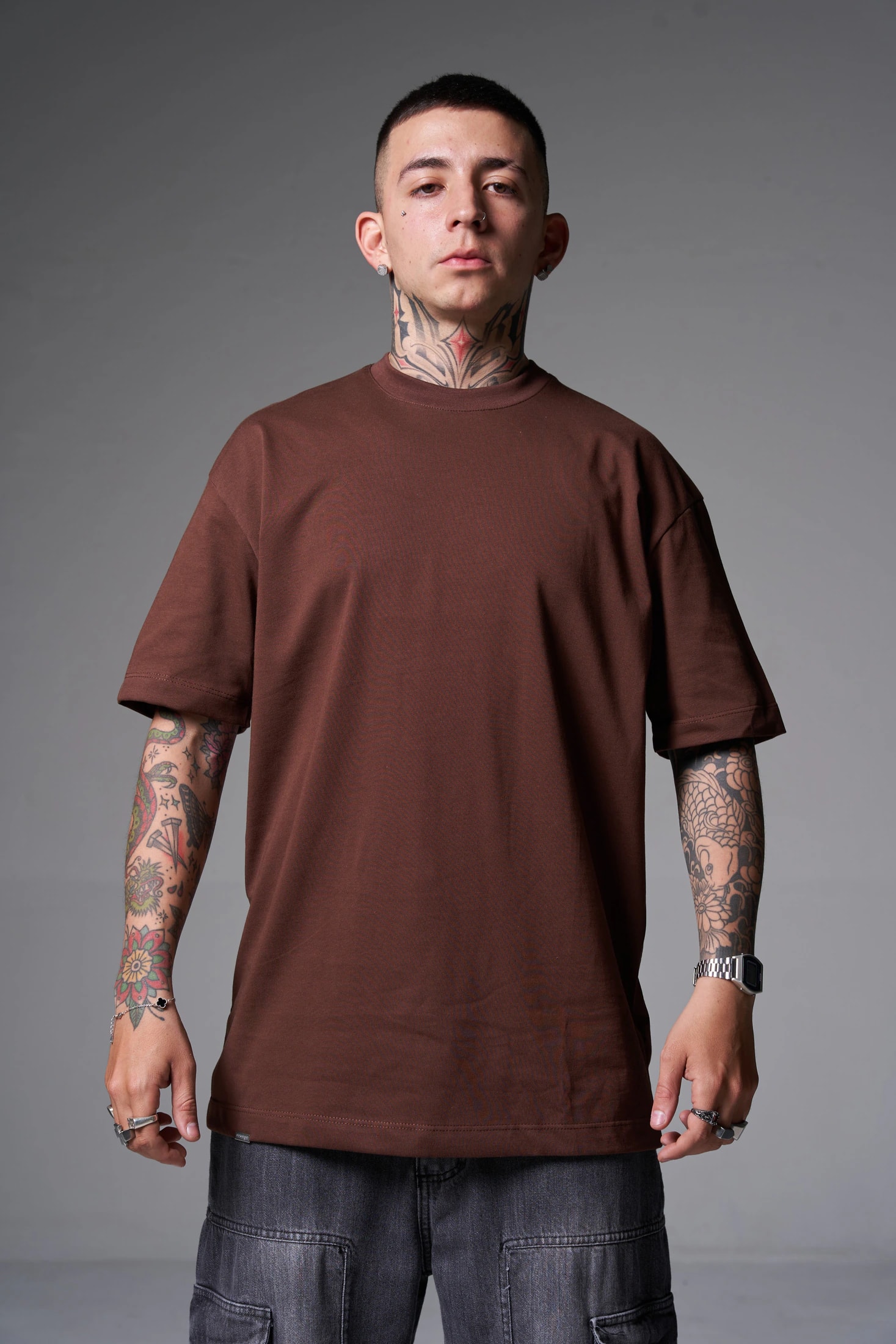 Camiseta 100% Algodón Peruano Chocolate  Oversize 250 Gramos - imagen 1